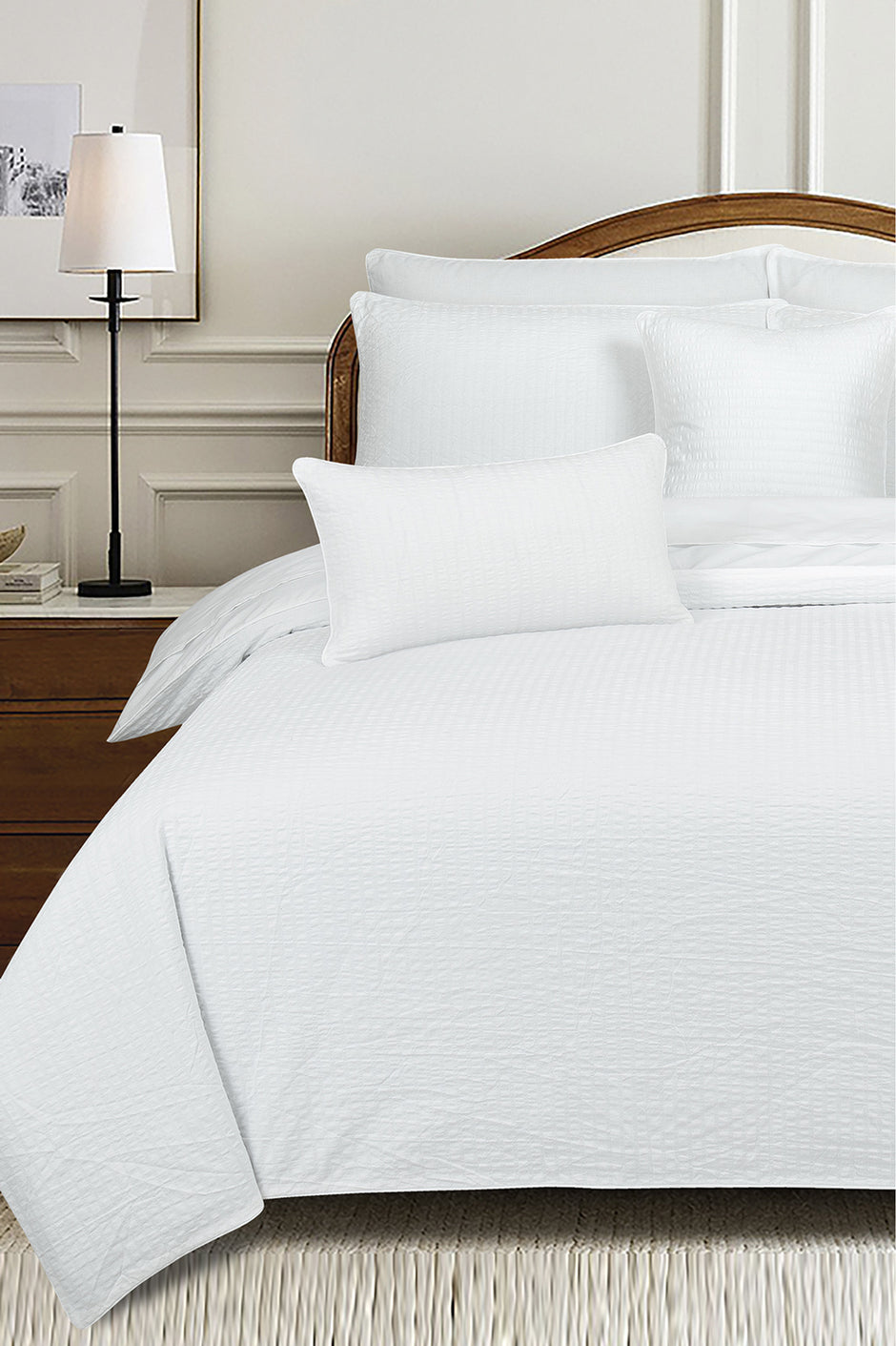 White T-150 Seersucker Quilt Cover Set