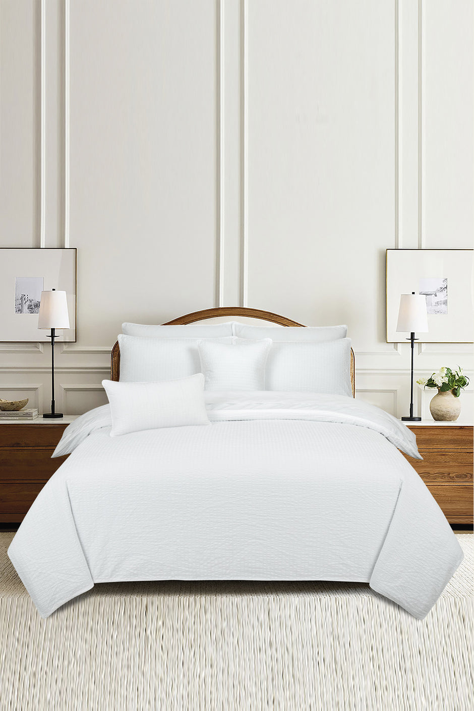 White T-150 Seersucker Quilt Cover Set