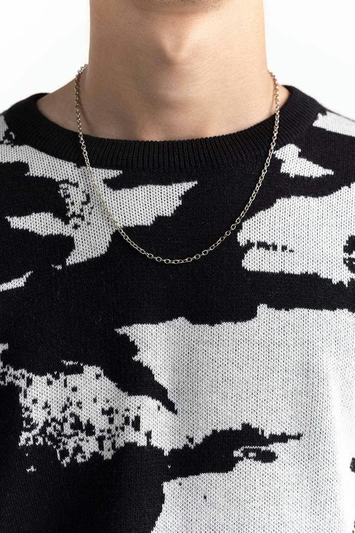 Abstract Jacquard Sweater 224-111-055