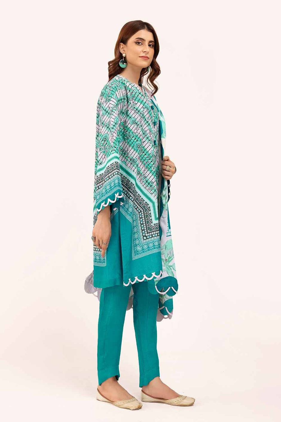 3 Piece Unstitched Printed Karandi Suit