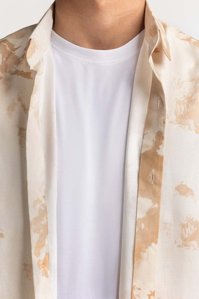 Beige Printed Casual Shirt MN-CS-SS24-029