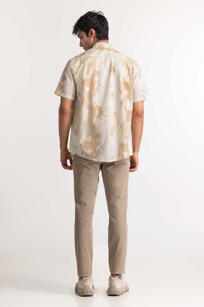 Beige Printed Casual Shirt MN-CS-SS24-029