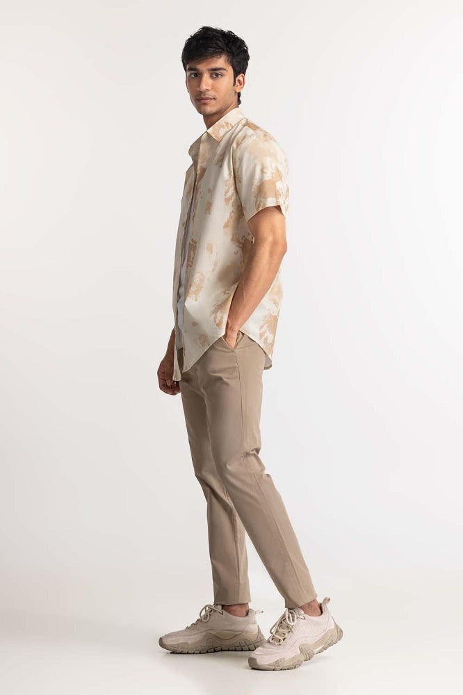 Beige Printed Casual Shirt MN-CS-SS24-029