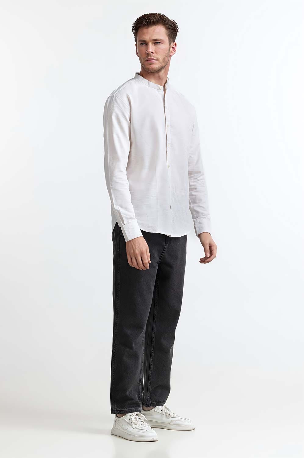 Beige Solid Casual Shirt MN-CS-SS24-043