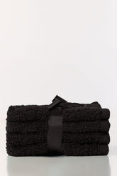 Black Combed Towel 4 Pcs Set