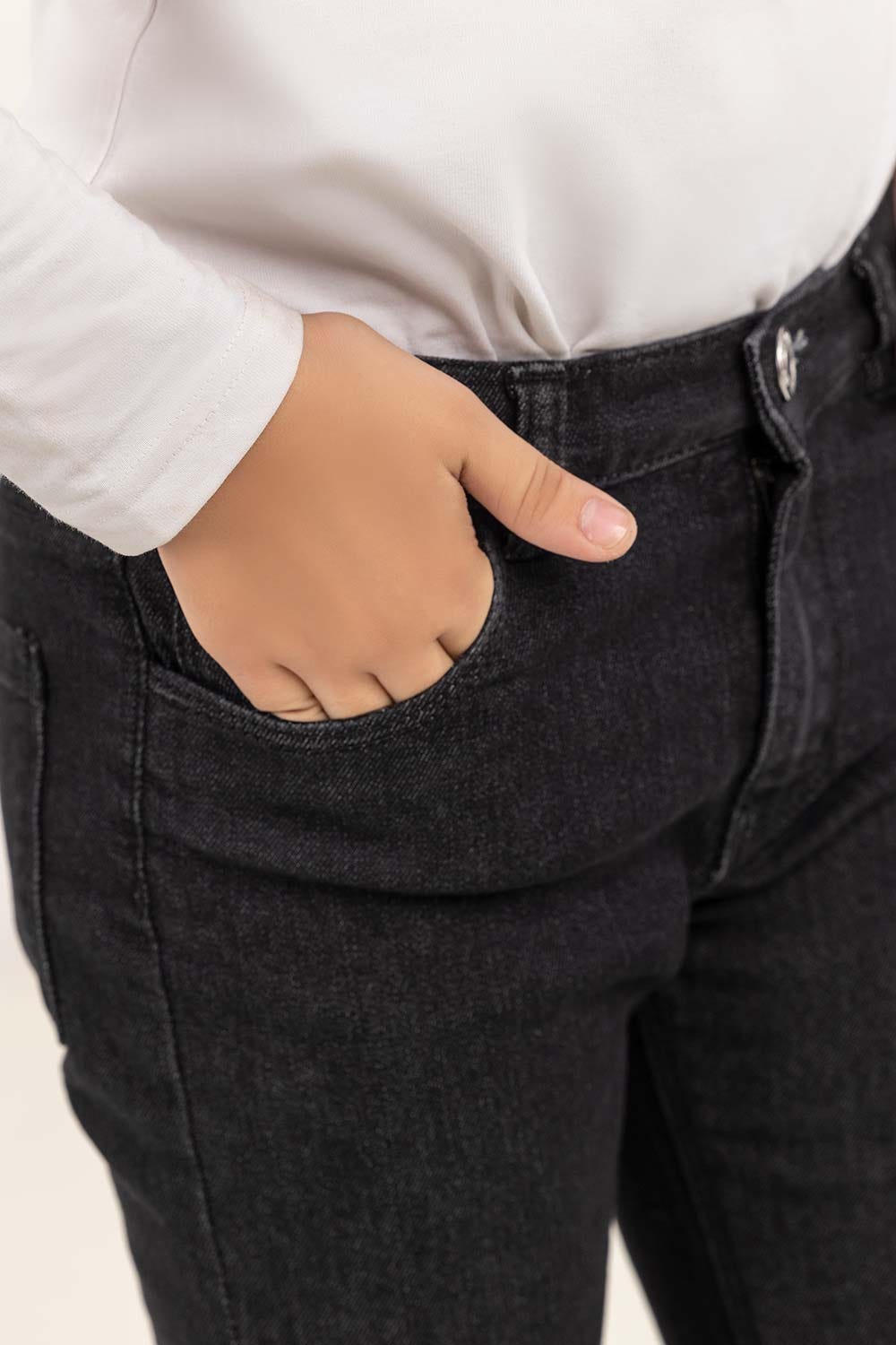 Junior Girl Black Denim Jeans 224-421-003