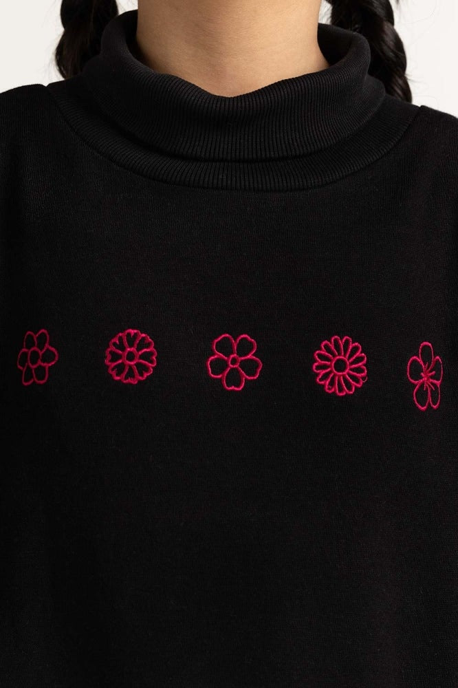 Black Embroidered Sweatshirt 224-412-031
