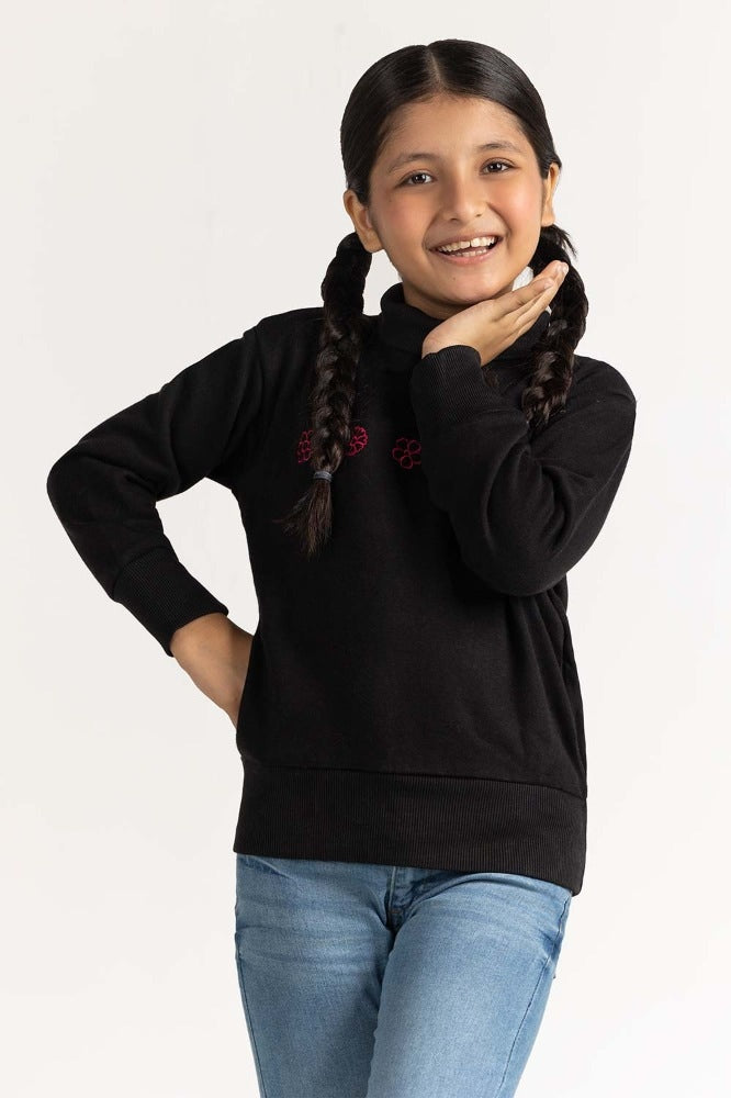 Black Embroidered Sweatshirt 224-412-031