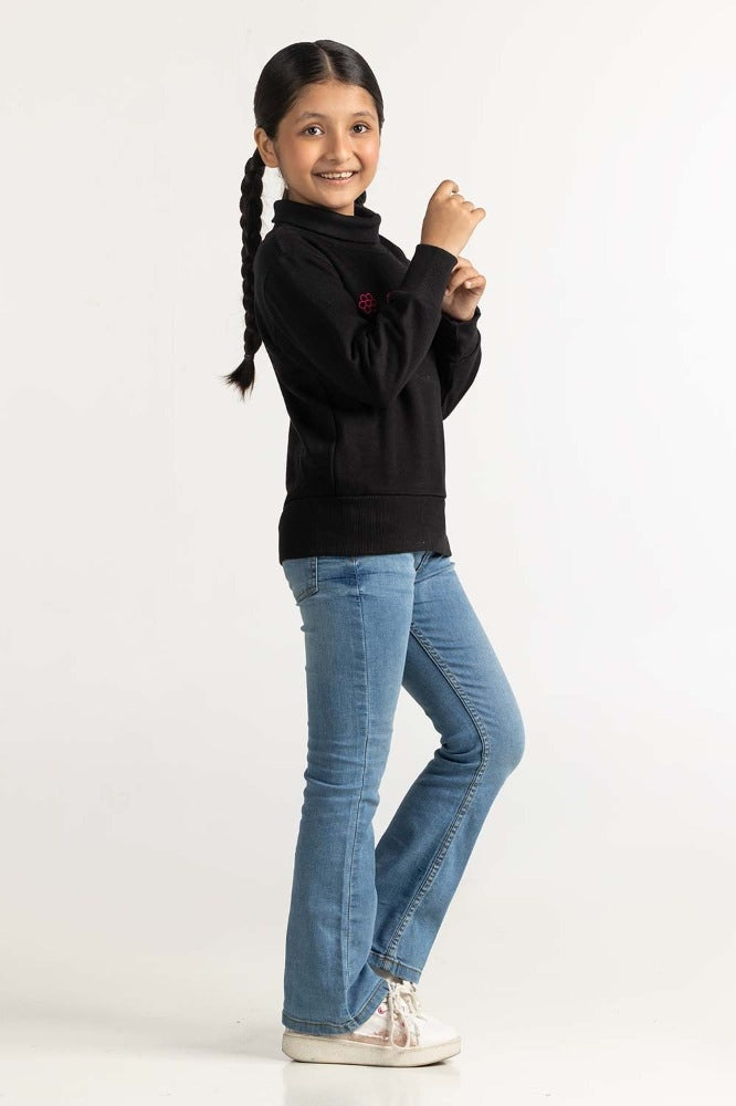 Black Embroidered Sweatshirt 224-412-031