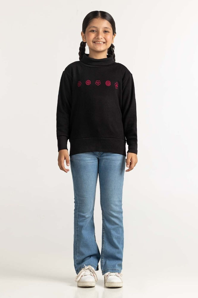 Black Embroidered Sweatshirt 224-412-031