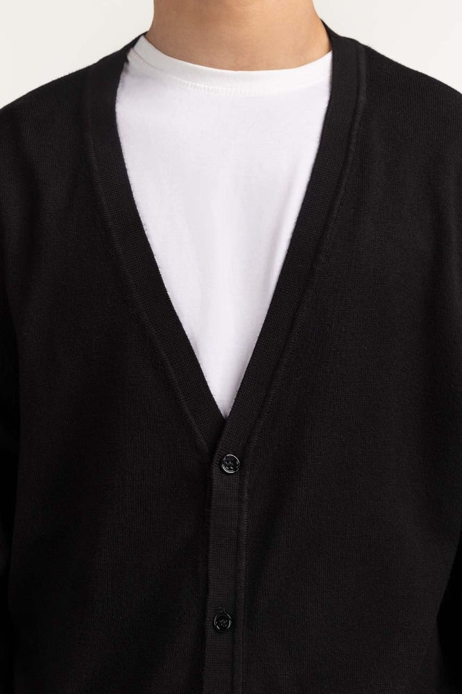 Black Fashion Cardigan MN-SWT-WS23-185A