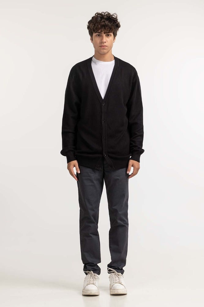Black Fashion Cardigan MN-SWT-WS23-185A