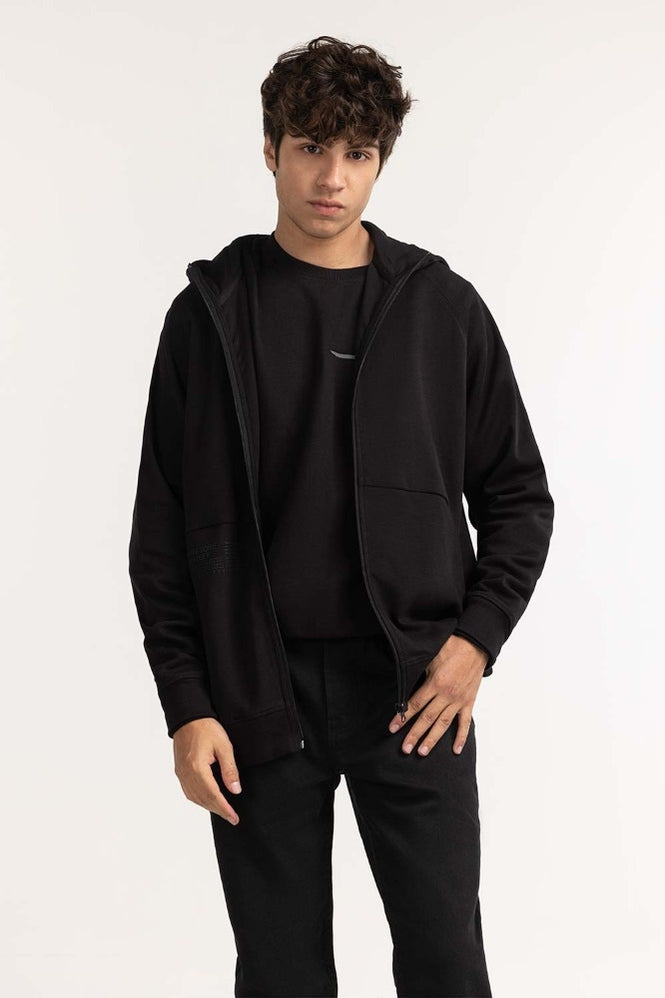 Black Fashion Hooded Zipper MN-HDZ-WS23-016