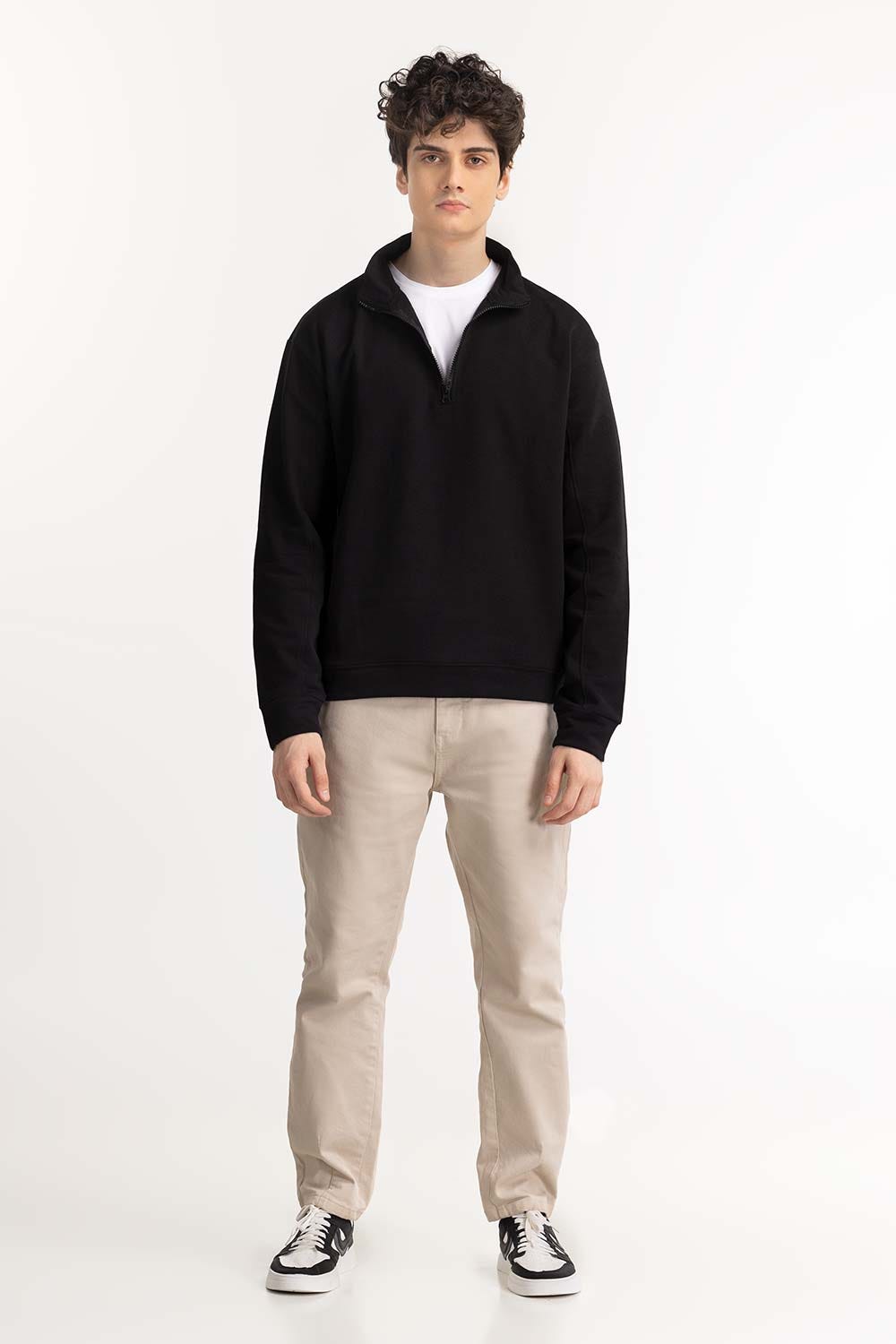Black Half Zip Sweatshirt 224-112-010