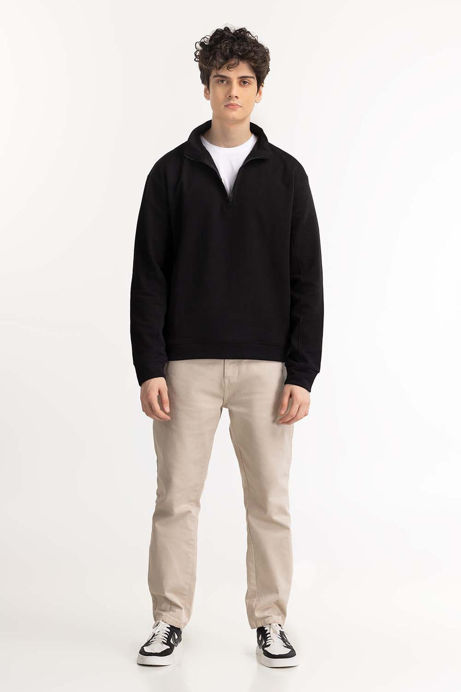 Black Half Zip Sweatshirt 224-112-010