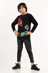 Junior Boy Black T-Shirt 224-313-024