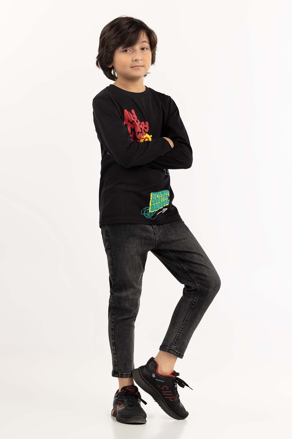 Junior Boy Black T-Shirt 224-313-024