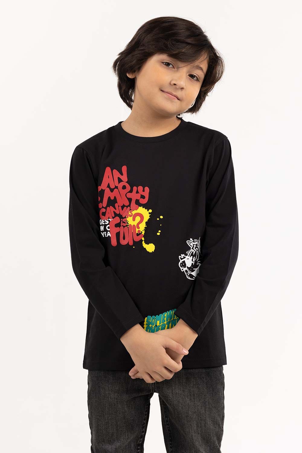 Junior Boy Black T-Shirt 224-313-024