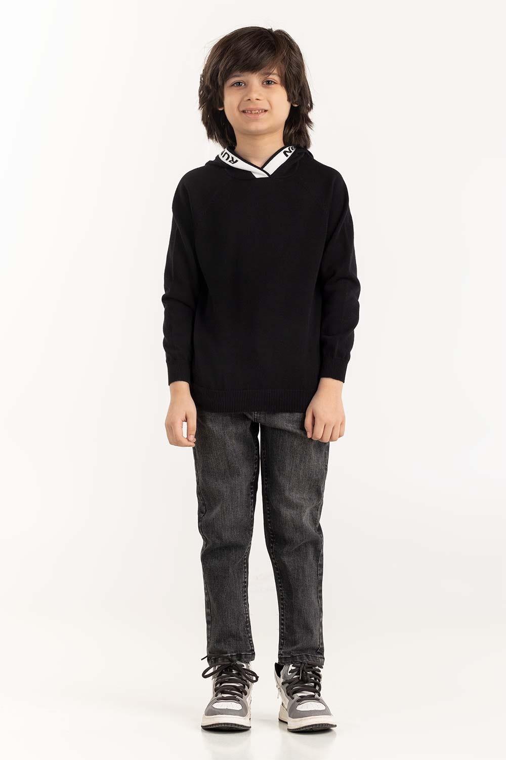 Junior Boy Black Knit Sweater 224-311-007
