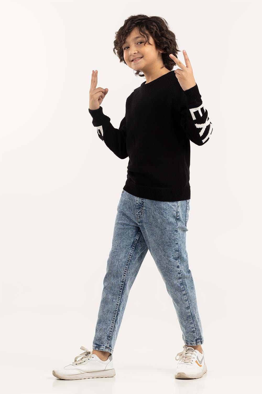 Junior Boy Black Knit Sweater 224-311-047