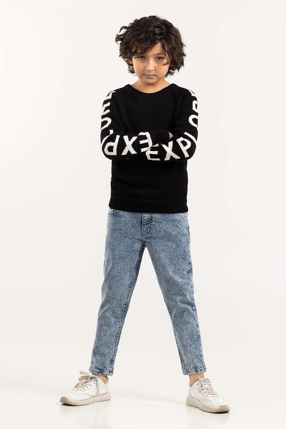 Junior Boy Black Knit Sweater 224-311-047