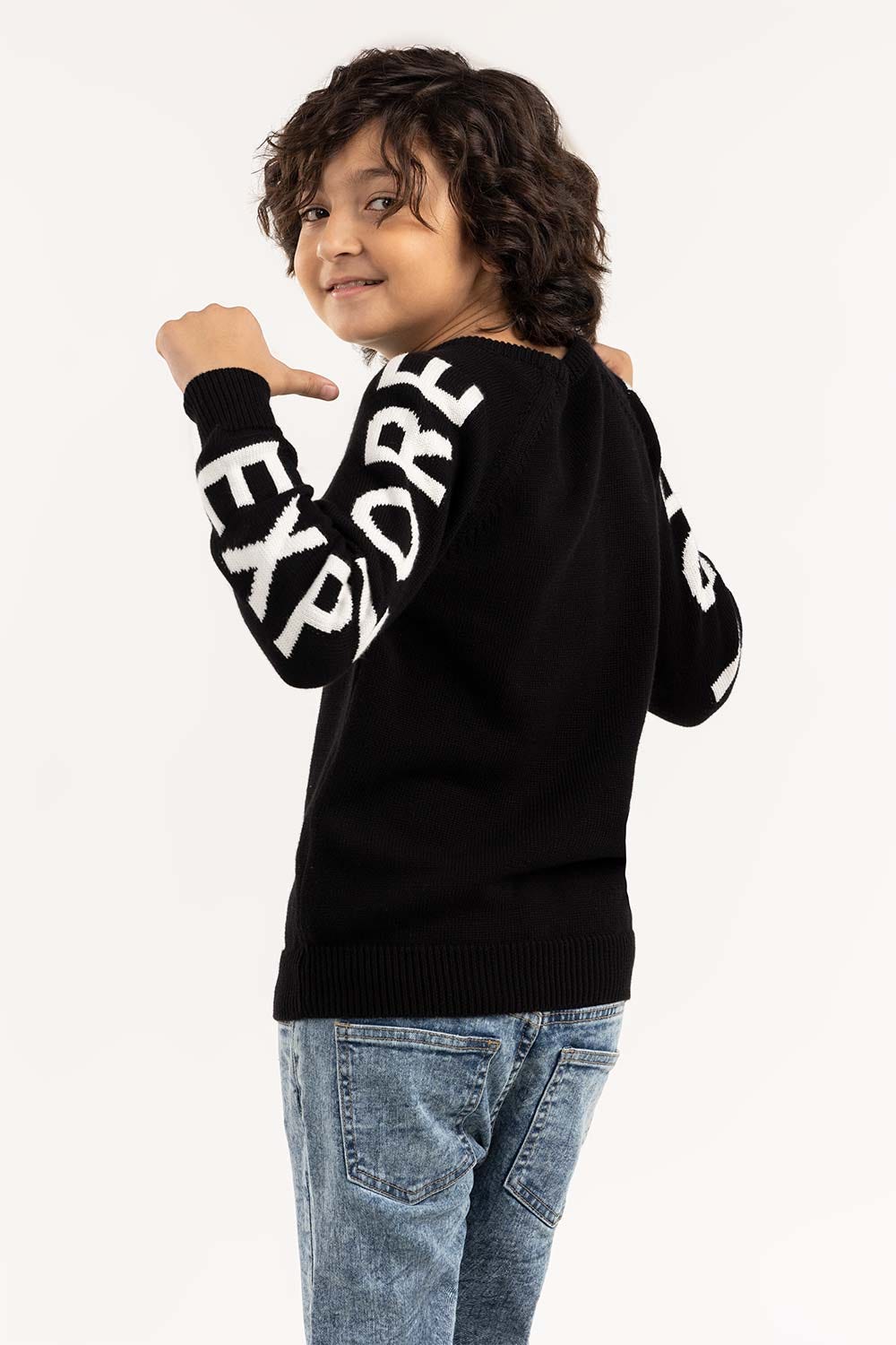 Junior Boy Black Knit Sweater 224-311-047