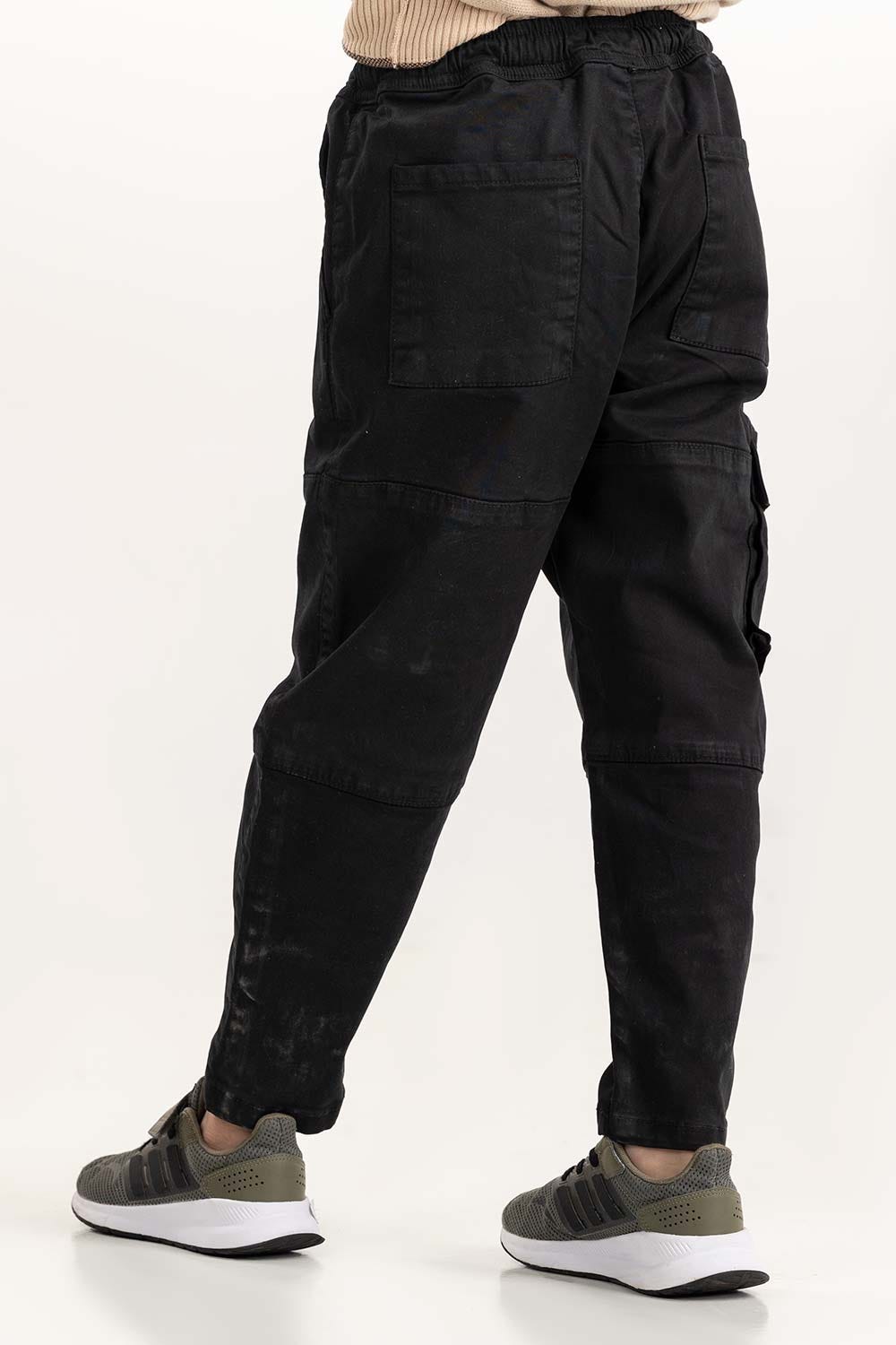 Junior Boy Black Non Denim Cargo Pant 224-320-303