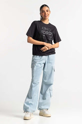 Black Printed Knit Top WM-KTP-SS24-021