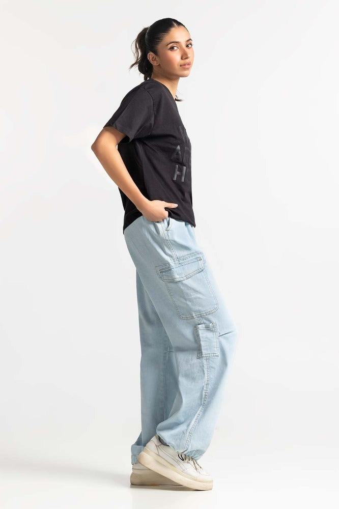 Black Printed Knit Top WM-KTP-SS24-021