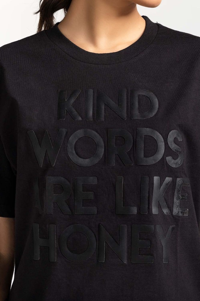 Black Printed Knit Top WM-KTP-SS24-021