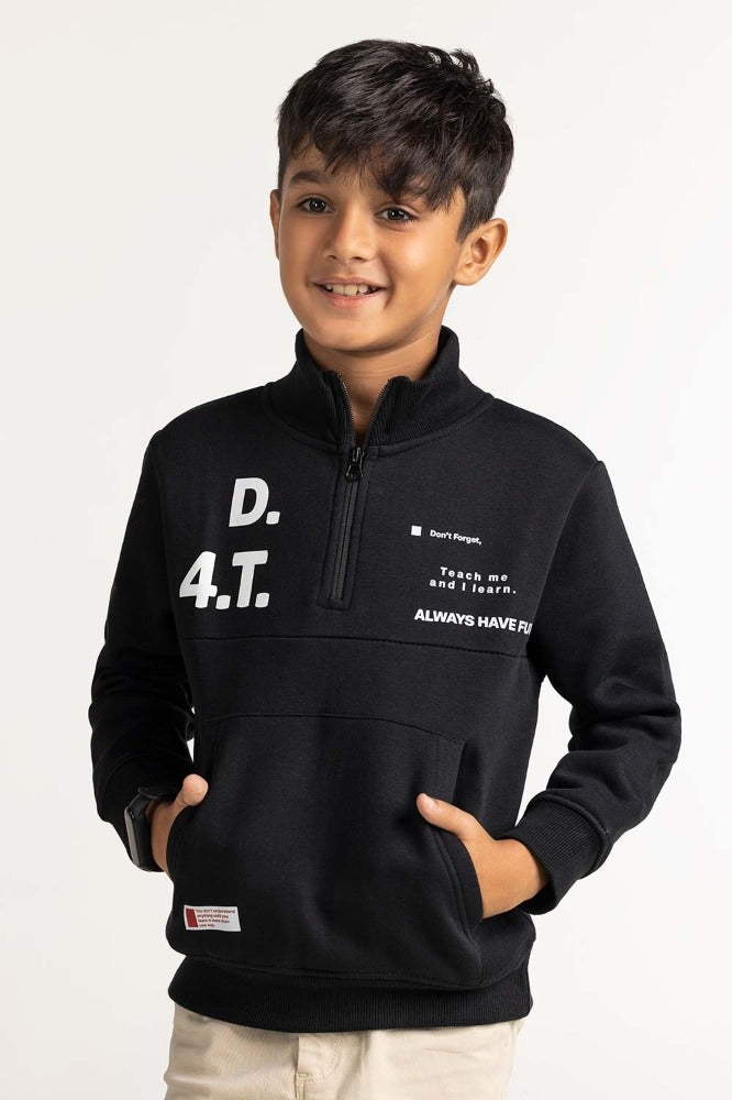 Black Printed Knitted Jacket 224-312-013