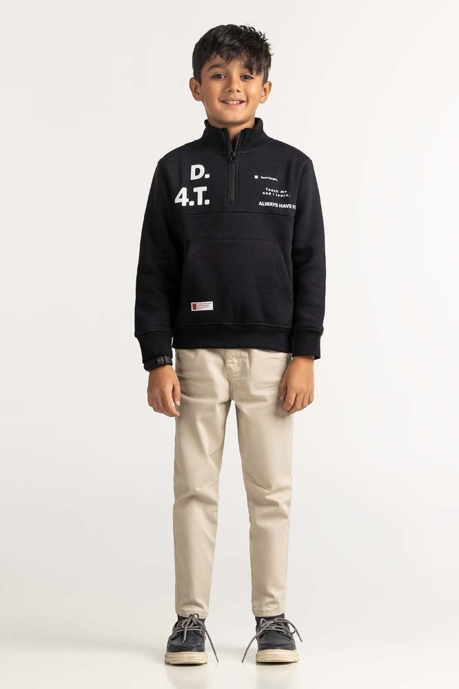 Black Printed Knitted Jacket 224-312-013