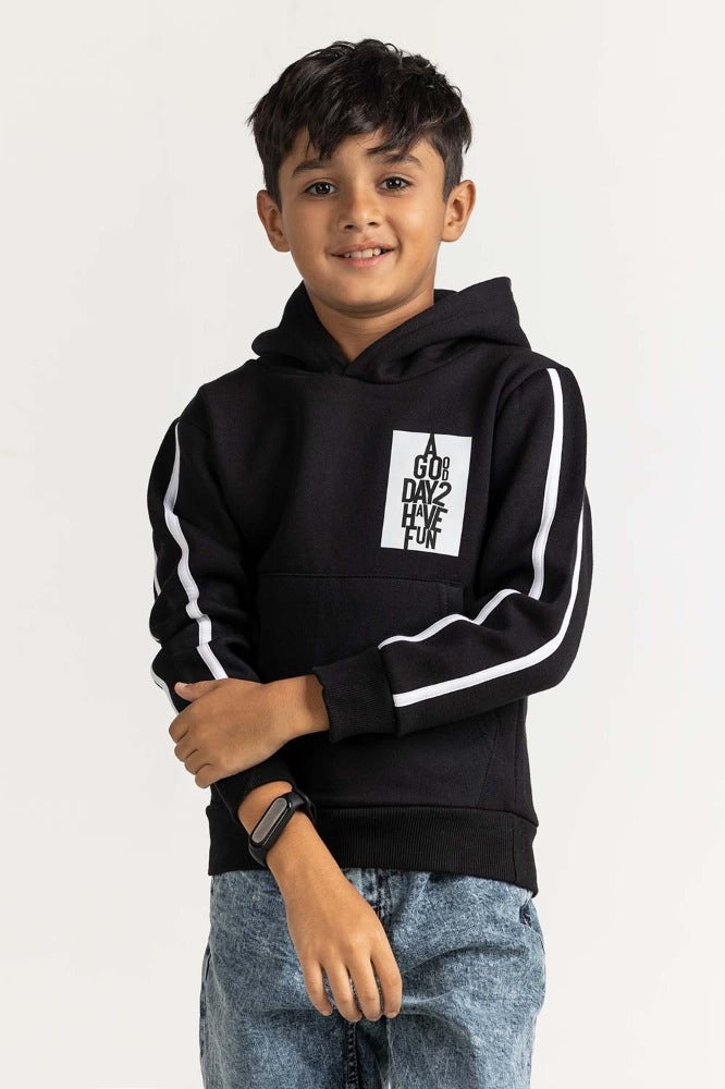 Black Printed Sweatshirt 224-312-018