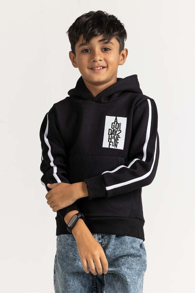 Black Printed Sweatshirt 224-312-018