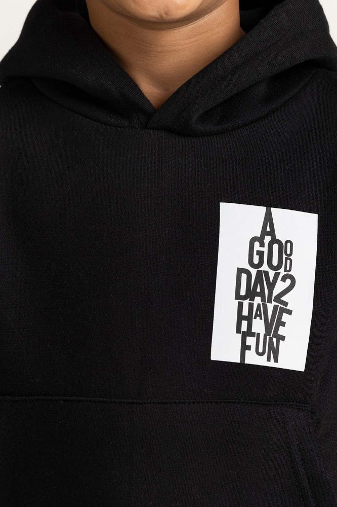 Black Printed Sweatshirt 224-312-018