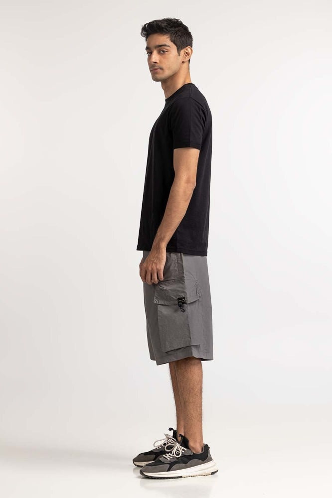 Black Rolled Up Sleeve Tee TS-CNSJ24-090