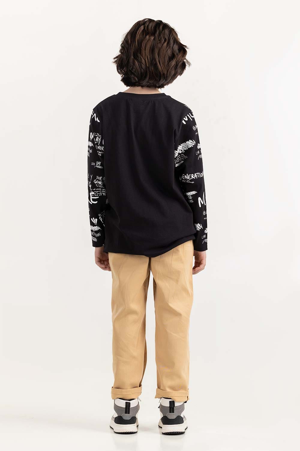 Junior Boy Black Round Neck T-Shirt 224 -313-017