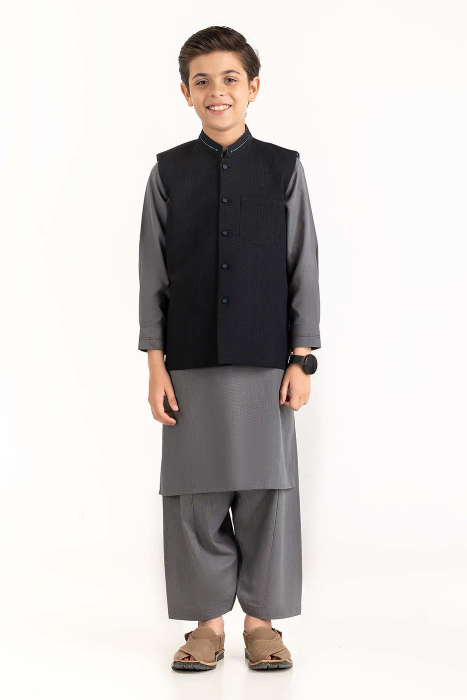 Black Stylized Waist Coat KWC-PD23-004