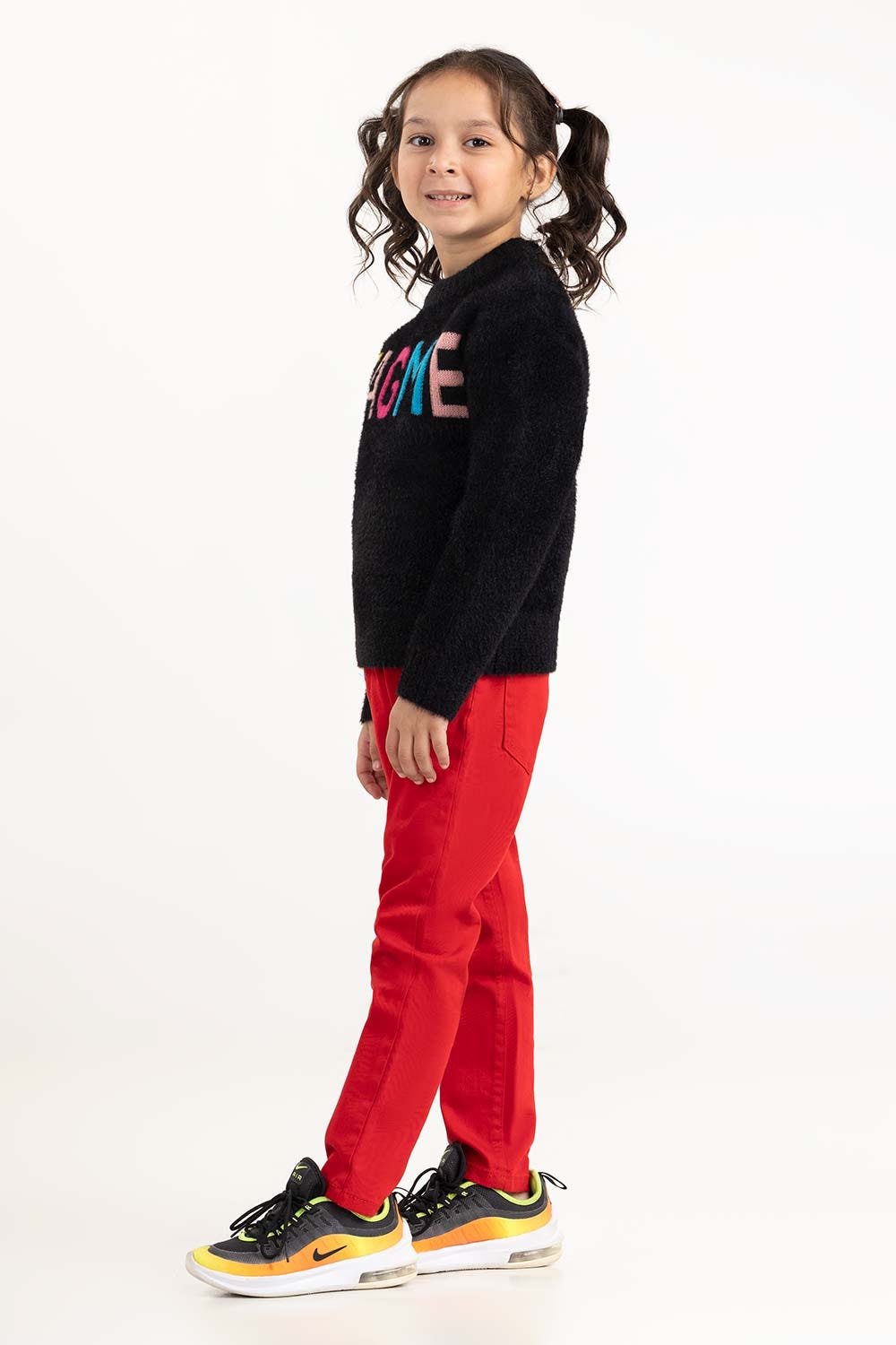 Toddler Girl Black Sweater With Round Neck 224-611-018