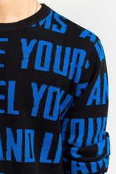 Black Text Crew Neck Sweater SWT-FFSCN22-269