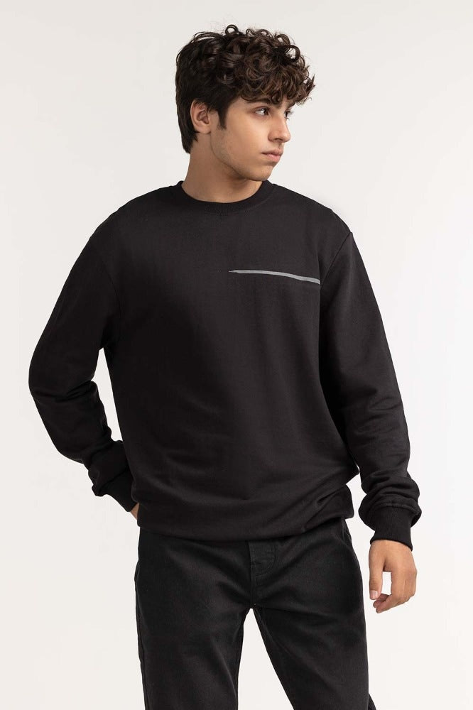 Black Textured Fashion Sweatshirt MN-SWS-WS23-013