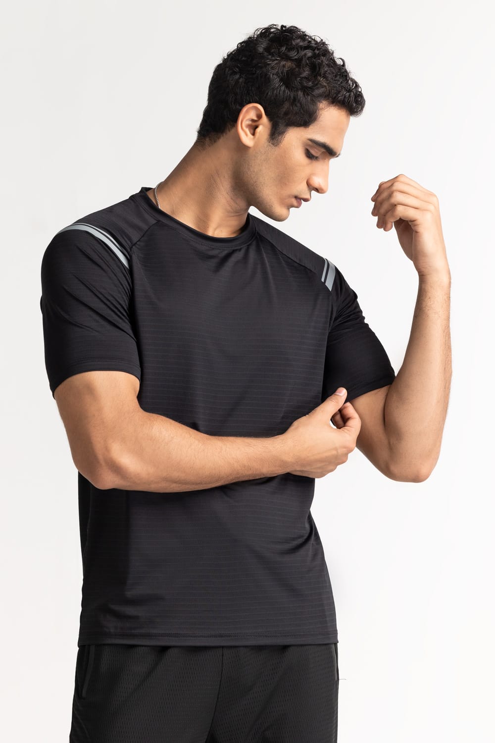 Black Textured Tee AW-TS24-011