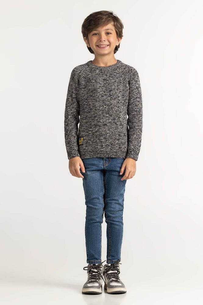 Black White Basic Sweater TB-SWT-WS23-034