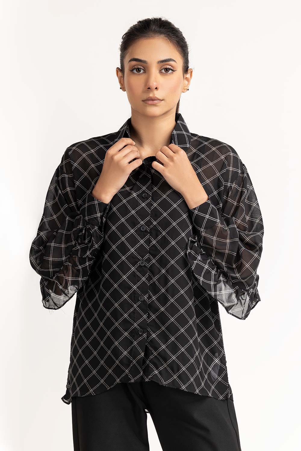 Black Woven Top 231-217-067