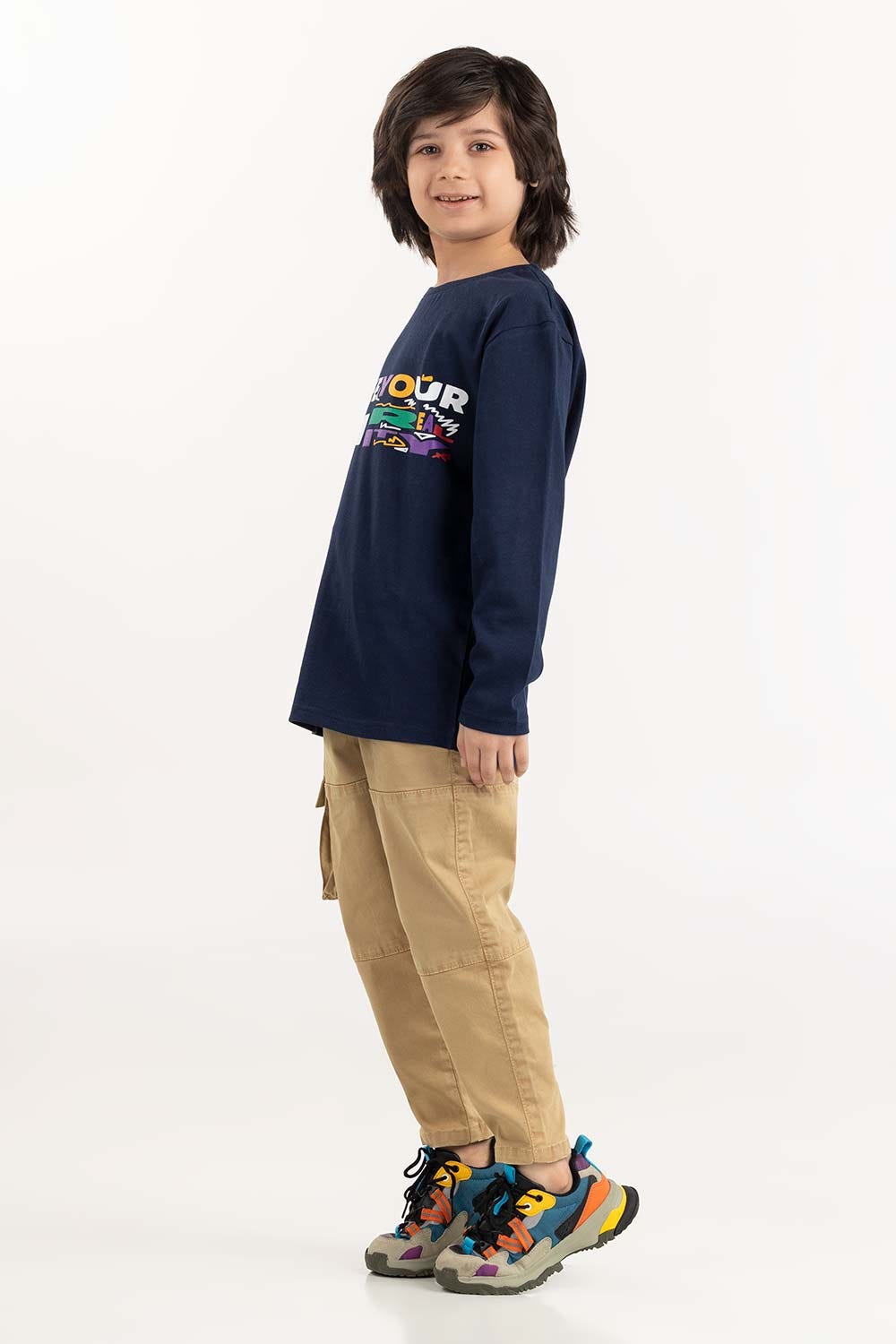 Junior Boy Blue Round Neck T-Shirt 224-313-022