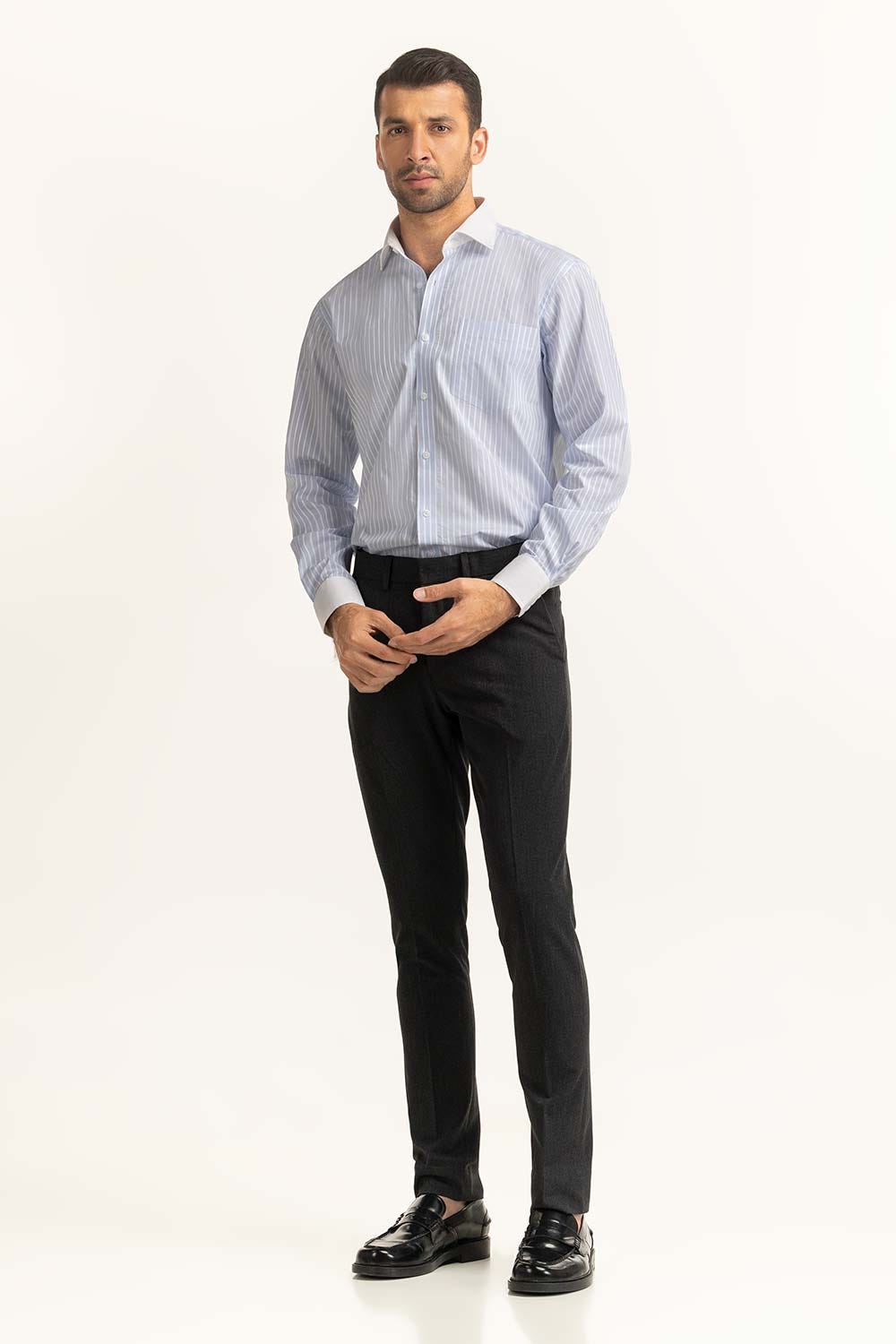 Blue White Stripe Formal Shirt MN-FS-YD24-087