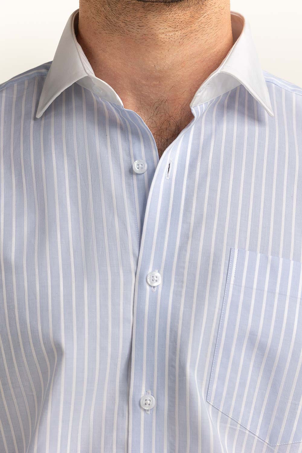 Blue White Stripe Formal Shirt MN-FS-YD24-087