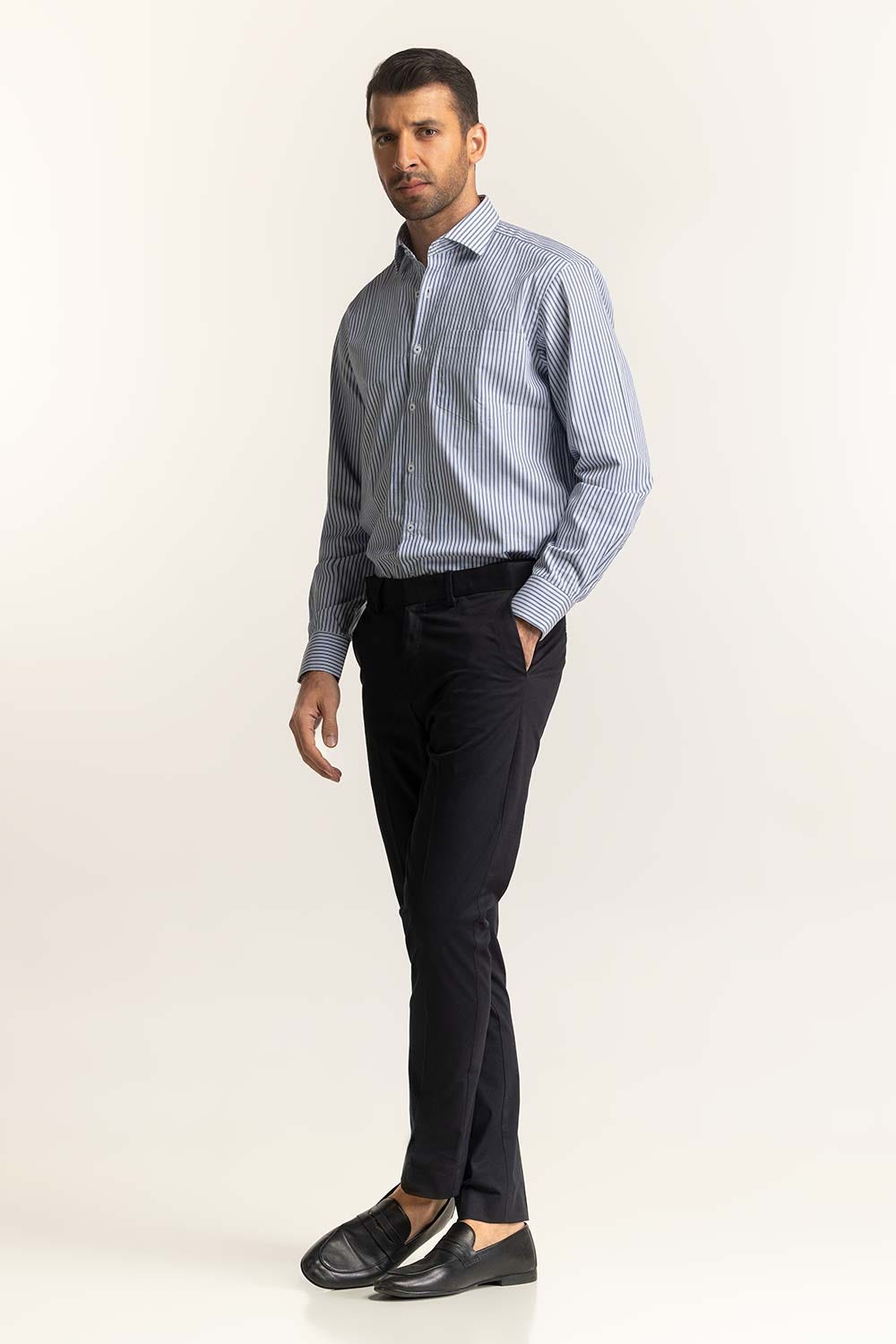 Blue White Stripe Formal Shirt MN-FS-YD24-090