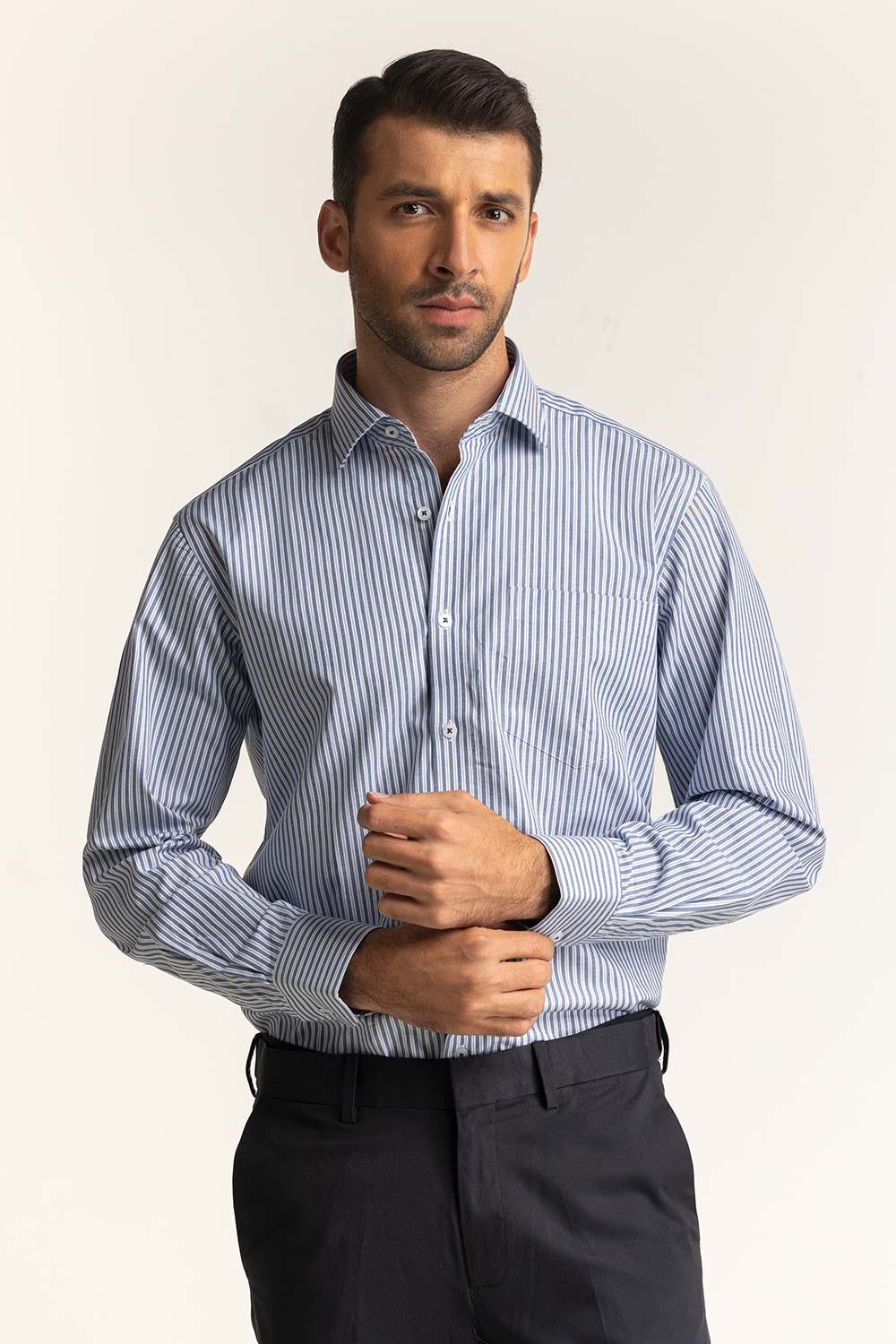 Blue White Stripe Formal Shirt MN-FS-YD24-090