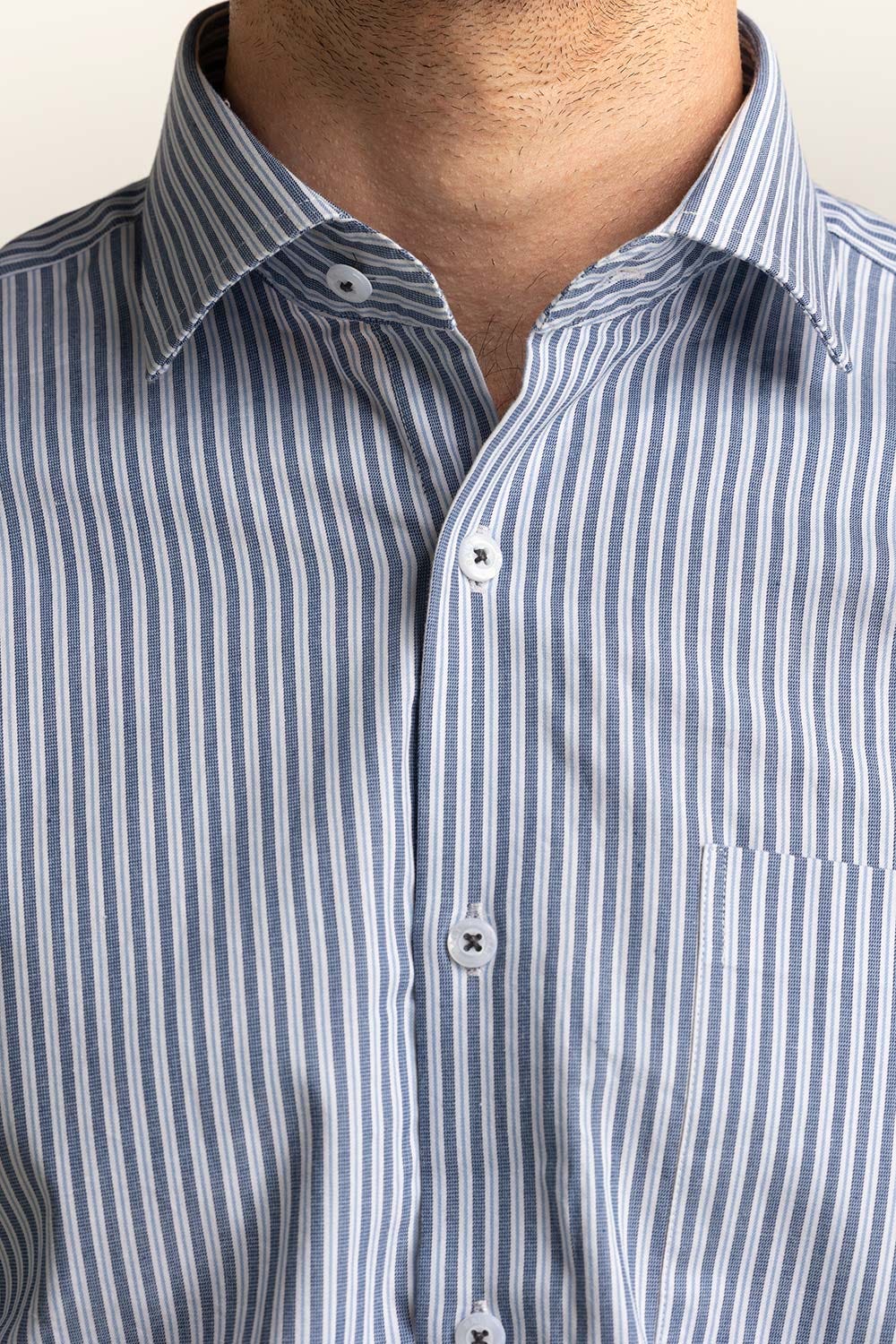 Blue White Stripe Formal Shirt MN-FS-YD24-090